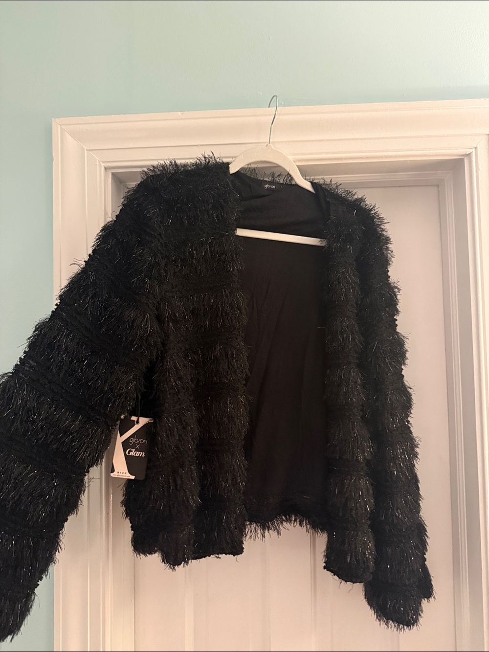 Black Faux-Fur Open Cardigan